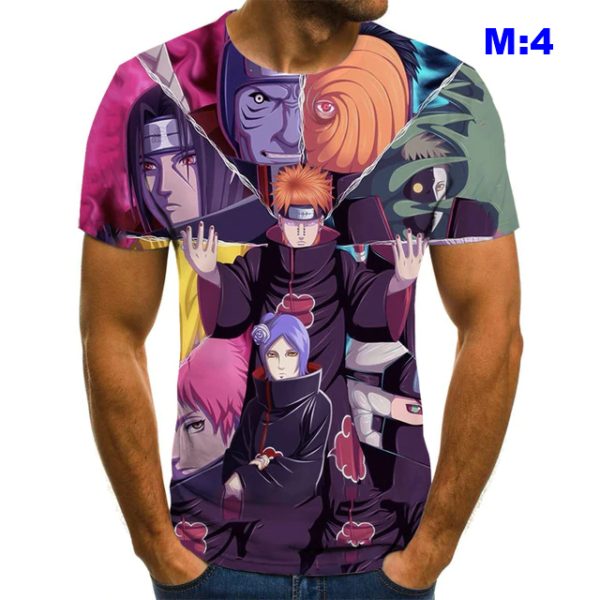 Naruto desenhos animados 3D imprimir t-shirt, camisa de manga curta Kakashi  para meninos e meninas, camisa infantil